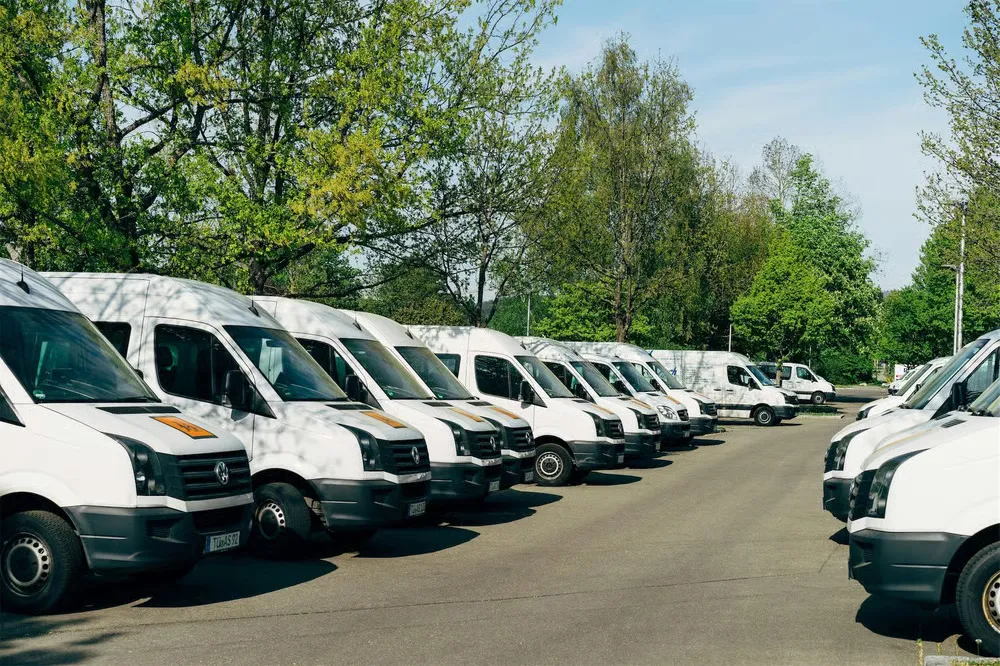 Fleet of company vans