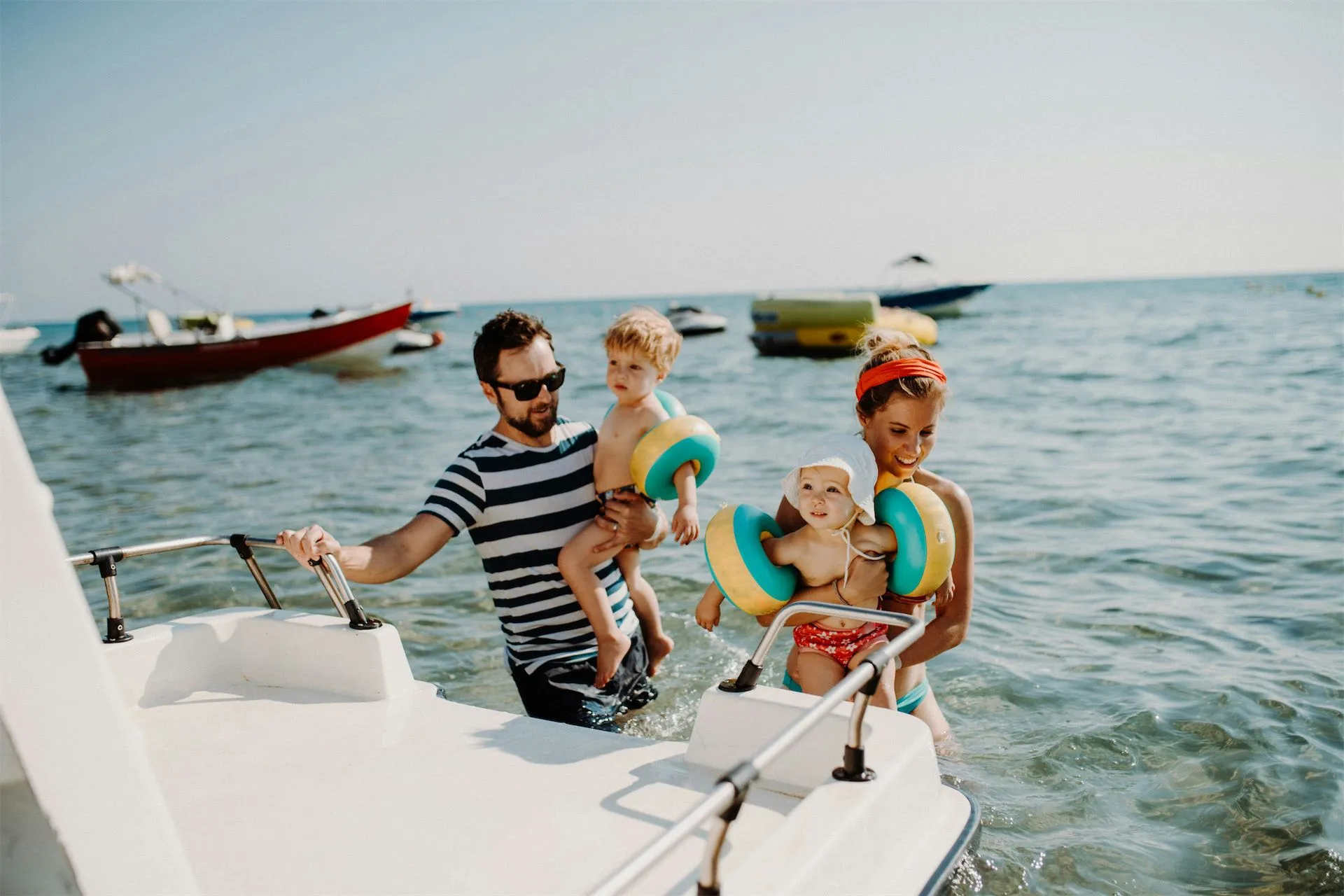 Family on a boat